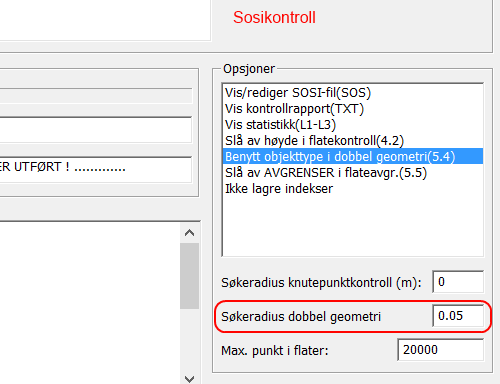Sosikontroll: Søkeradius for dobbel geometri